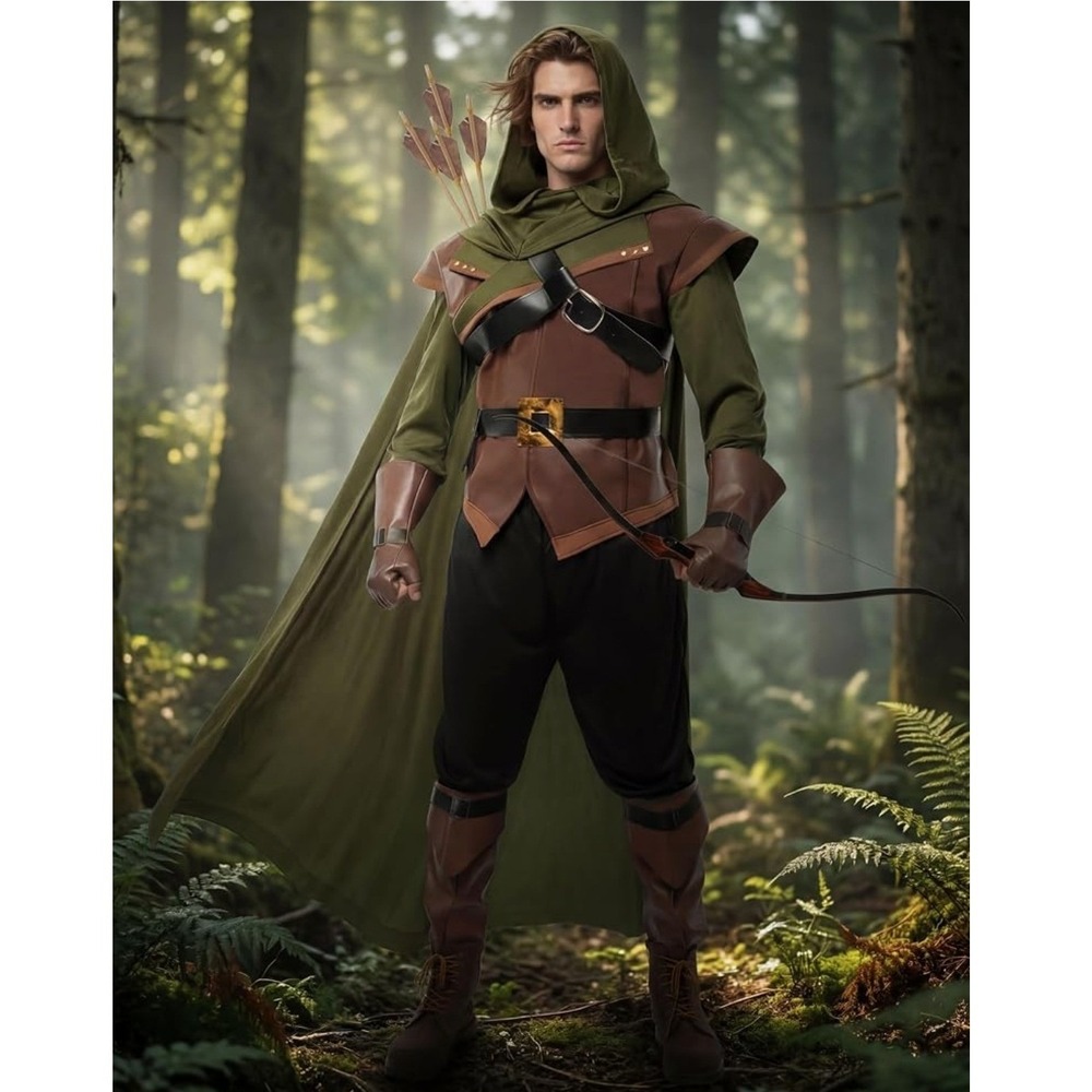 NWT Spooktacular Creations Renaissance Robin Hood Deluxe Men Costume Set Sz Lg